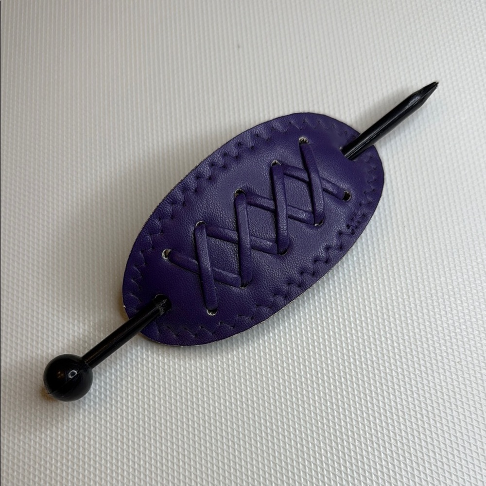 Purple Faux Leather Barrette